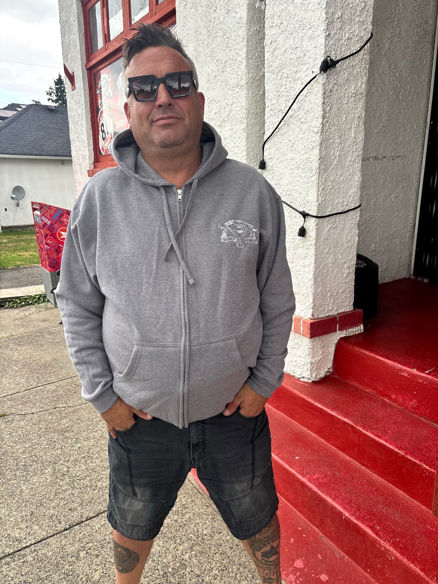 Haney Hawgs Zip-Up Hoodie Grey