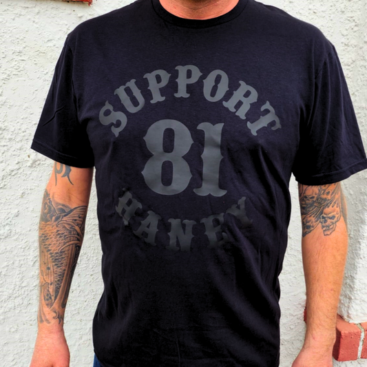 Hells Angels Haney Support 81 Black on Black T-Shirt