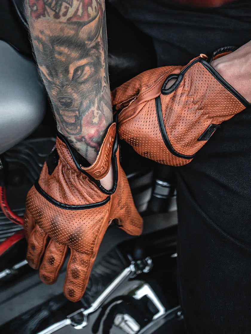 ODIN MFG D30 Heavy Hitters Motorcycle Gloves - Wax Brown