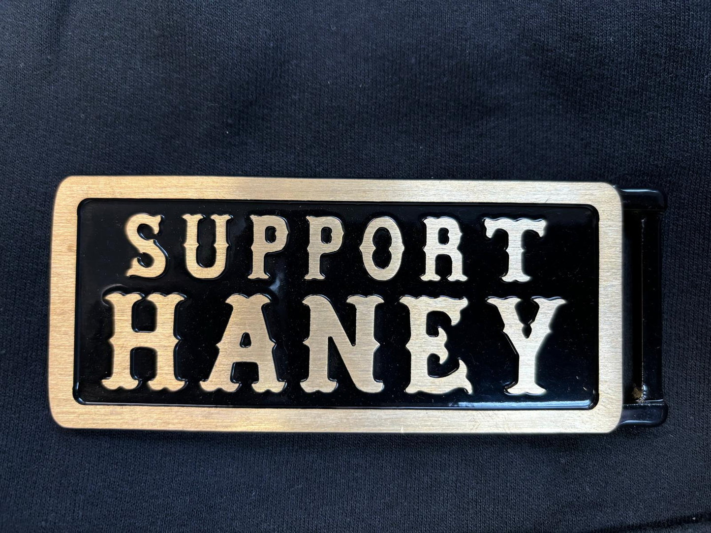 Limited Edition Black and Gold Support Haney Belt Buckle