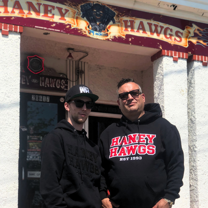 Limited Edition Haney Hawgs 30 year anniversary Hoodie Red on Black