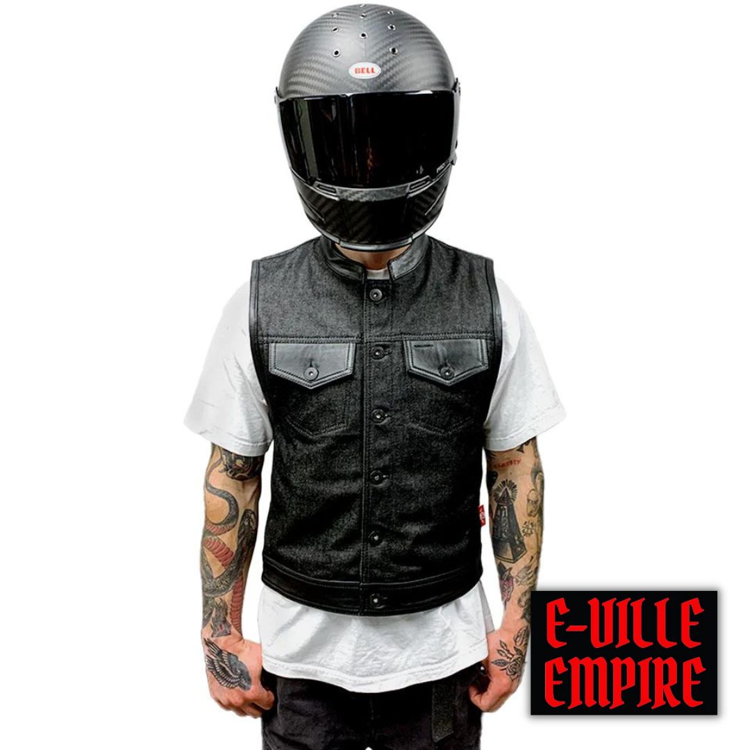 Black store denim vest