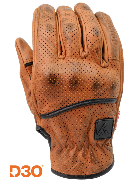 D3O Heavy Hitters Motorcycle Gloves - Wax Brown Perforated