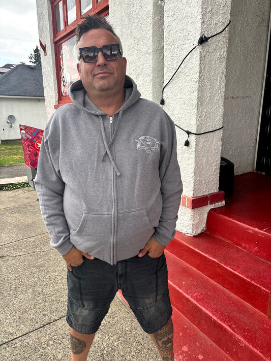 Haney Hawgs Zip-Up Hoodie Grey