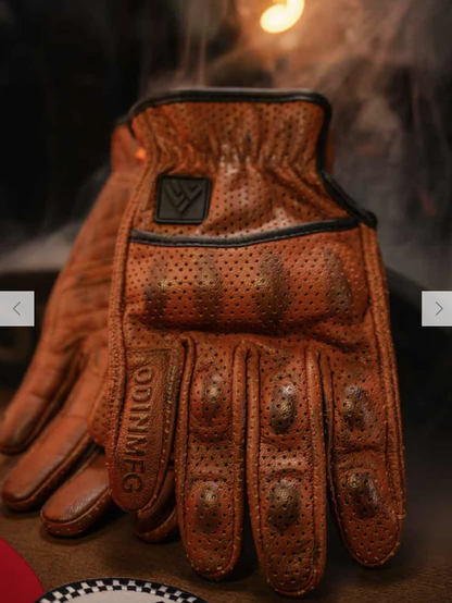 D3O Heavy Hitters Motorcycle Gloves - Wax Brown Perforated