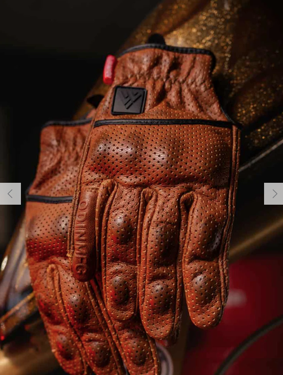 D3O Heavy Hitters Motorcycle Gloves - Wax Brown Perforated