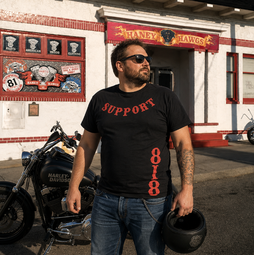 818 Hells Angels Haney Support 81 Black T-Shirt