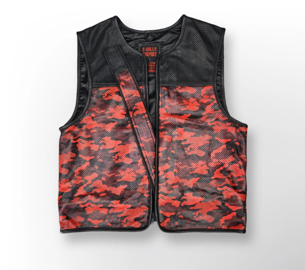 Black and Red camo perforated Vest - e-Ville Empire