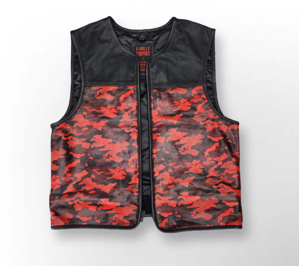 Black and Red camo perforated Vest - e-Ville Empire