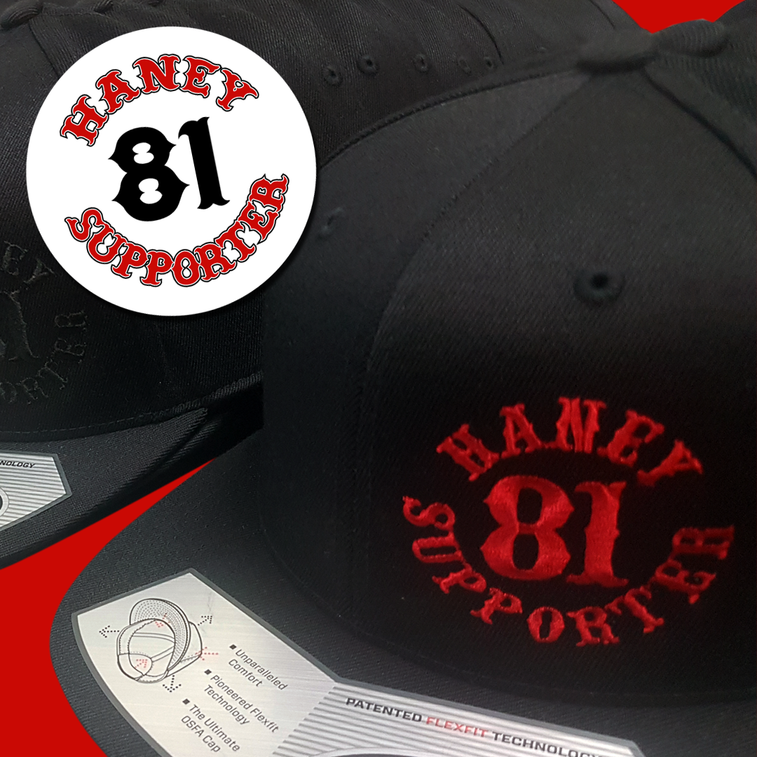 Official Hells Angels Haney 81 Supporter Red on Black Ball Cap